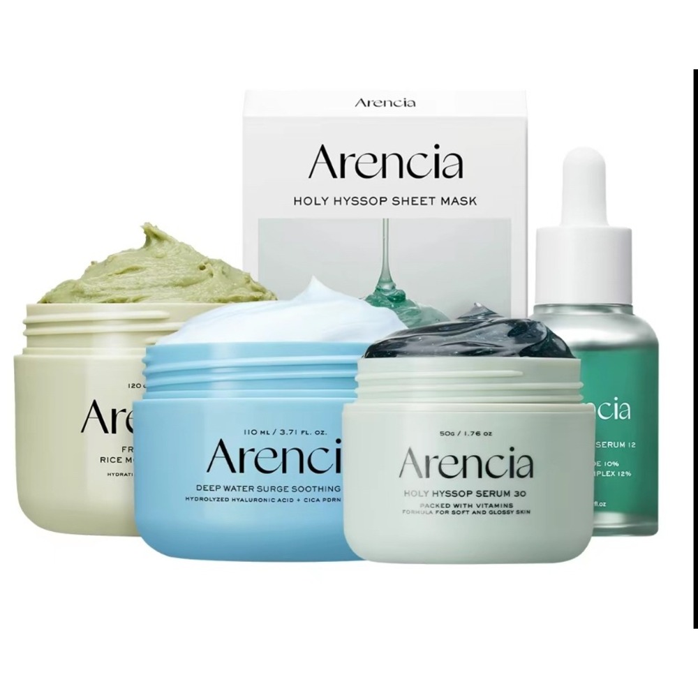 Arencia Holy Hyssop Rice Mochi Skincare Set Serum Mask Cream Cleanser K-Beauty